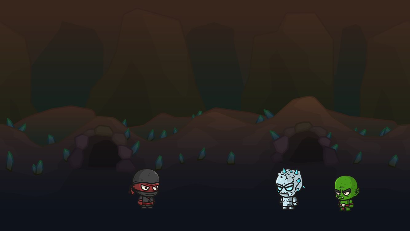 An assassin fighting a golem underground